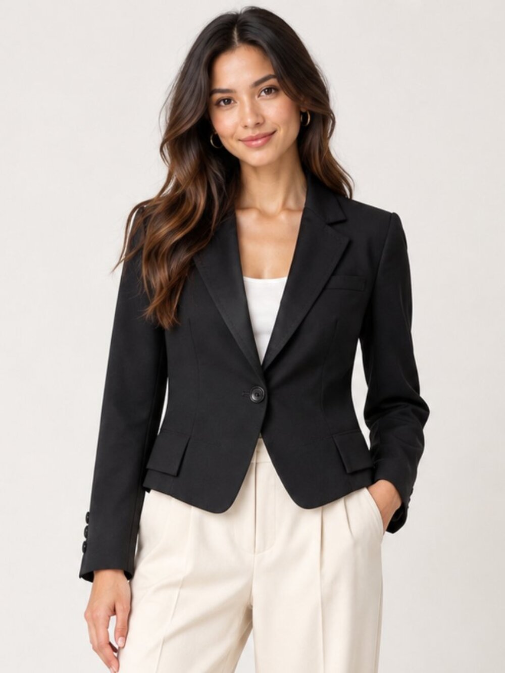 BDG Black Tailored Blazer Single Button Notched Lapel XS